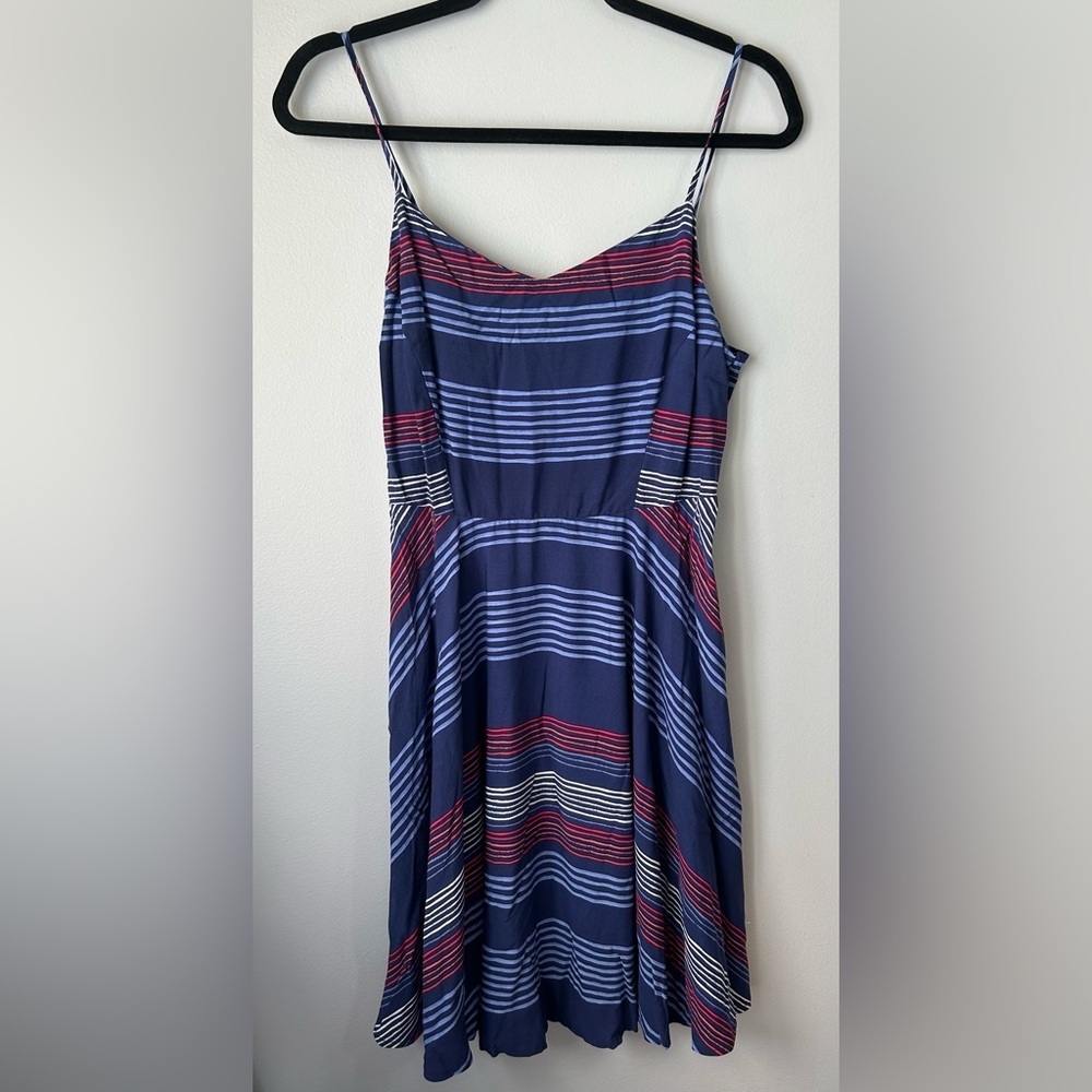 Old Navy size medium Red White and Blue Striped Midi Dress with spaghetti straps